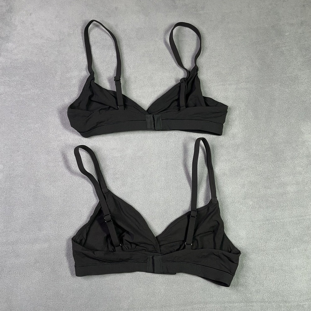 Quince Second Skin Crossover Bralette 2 Pack Black Womens Small NWOT Wireless - Picture 3 of 5